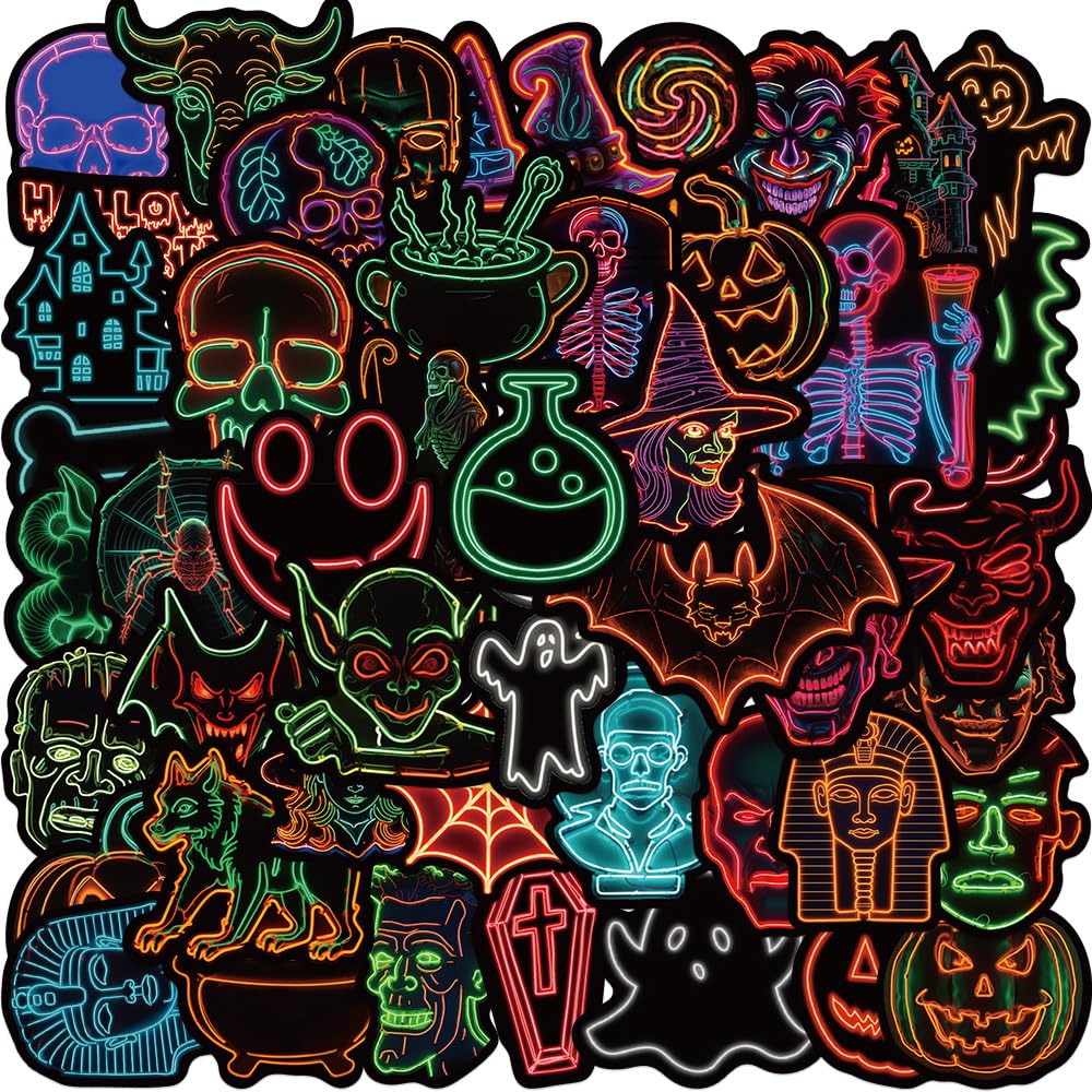 Vintage Cute Neon Stickers Pack, 200 PCS Cool Graffiti for Kids Teens Adult DIY Vinyl for Skateboard Water Bottle, Laptop - Image 3