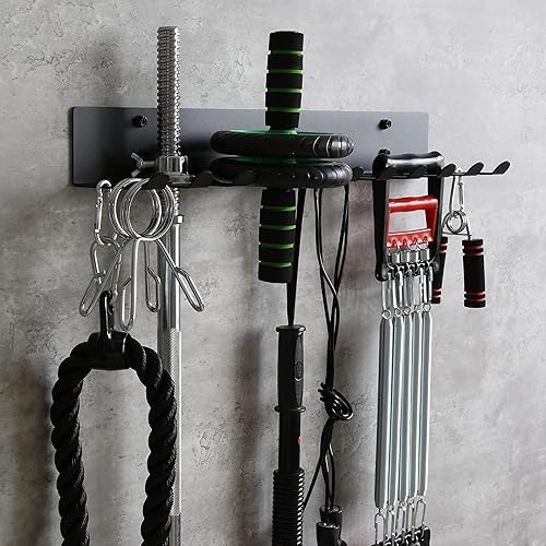 Miniatura 4 de Estante de almacenamiento multiusos para equipos de gimnasio, bandas de resistencia, soporte de barra de almacenamiento resistente para bandas de