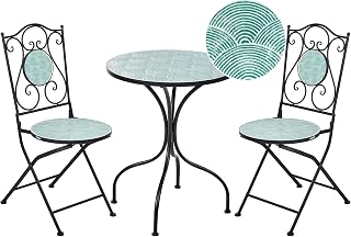 Beliani Conjunto de balcón bistró jardín Aire Libre Estilo Vintage Mesa y sillas con diseño Decorativo de Hierro Negro Anapo