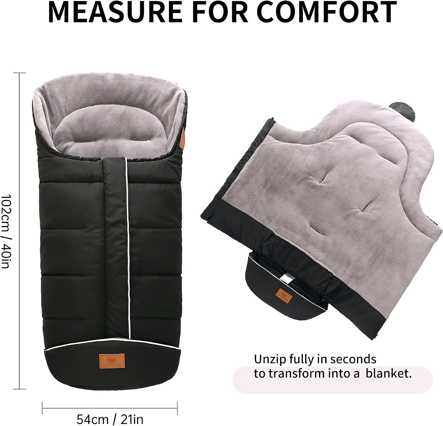 Miracle Baby Bunting Bag for Stroller, Warm Fleece Footmuff with Zippers, Convertible Infant Toddler Sleeping Bag Blanket for Boys Girls