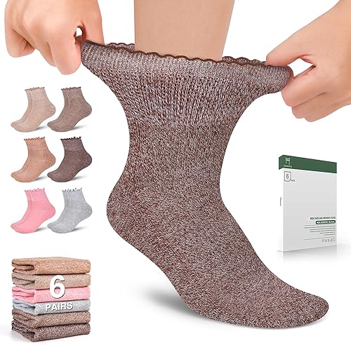Miniatura 13 de Bulinlulu Calcetines para diabéticos para mujer, 6 pares de calcetines neuropatía no vinculantes para mujeres 6-9 9-11 Negro/Blanco/Coral/Rojo