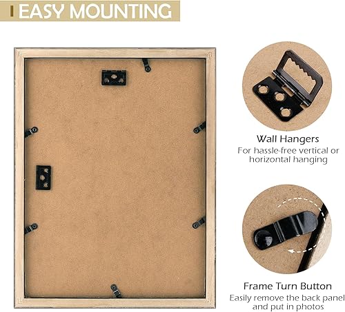 Miniatura 6 de Golden State Art, Marco de fotos negro de 9 x 12 pulgadas, madera maciza y fotos para exhibir fotos de 6 x 8 pulgadas con paspartú o 9 x 12 pulgadas