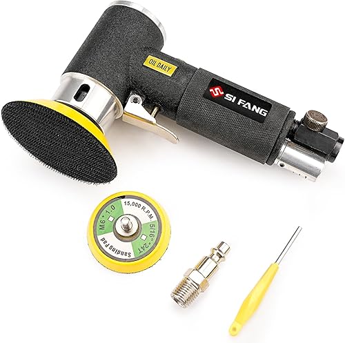 SI FANG Mini lijadora de aire orbital de 2 pulgadas y 3 pulgadas, lijadora de aire orbital aleatoria de alta velocidad para trabajo de carrocería,