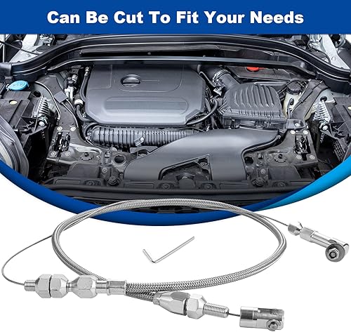 Miniatura 2 de Spurtar Cable de acelerador universal de 24 pulgadas de acero inoxidable trenzado, kit de bloqueo con montaje y virola de aluminio, cable de