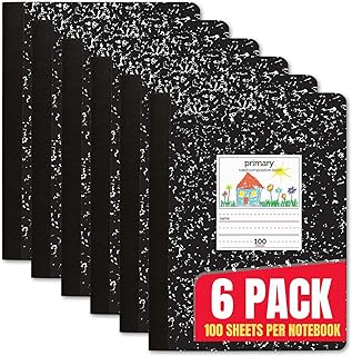 1InTheOffice Primary Composition Notebook, 7 1/2" x 9 3/4", Unruled/Primary Ruled, 100 Sheets, 6 Pack