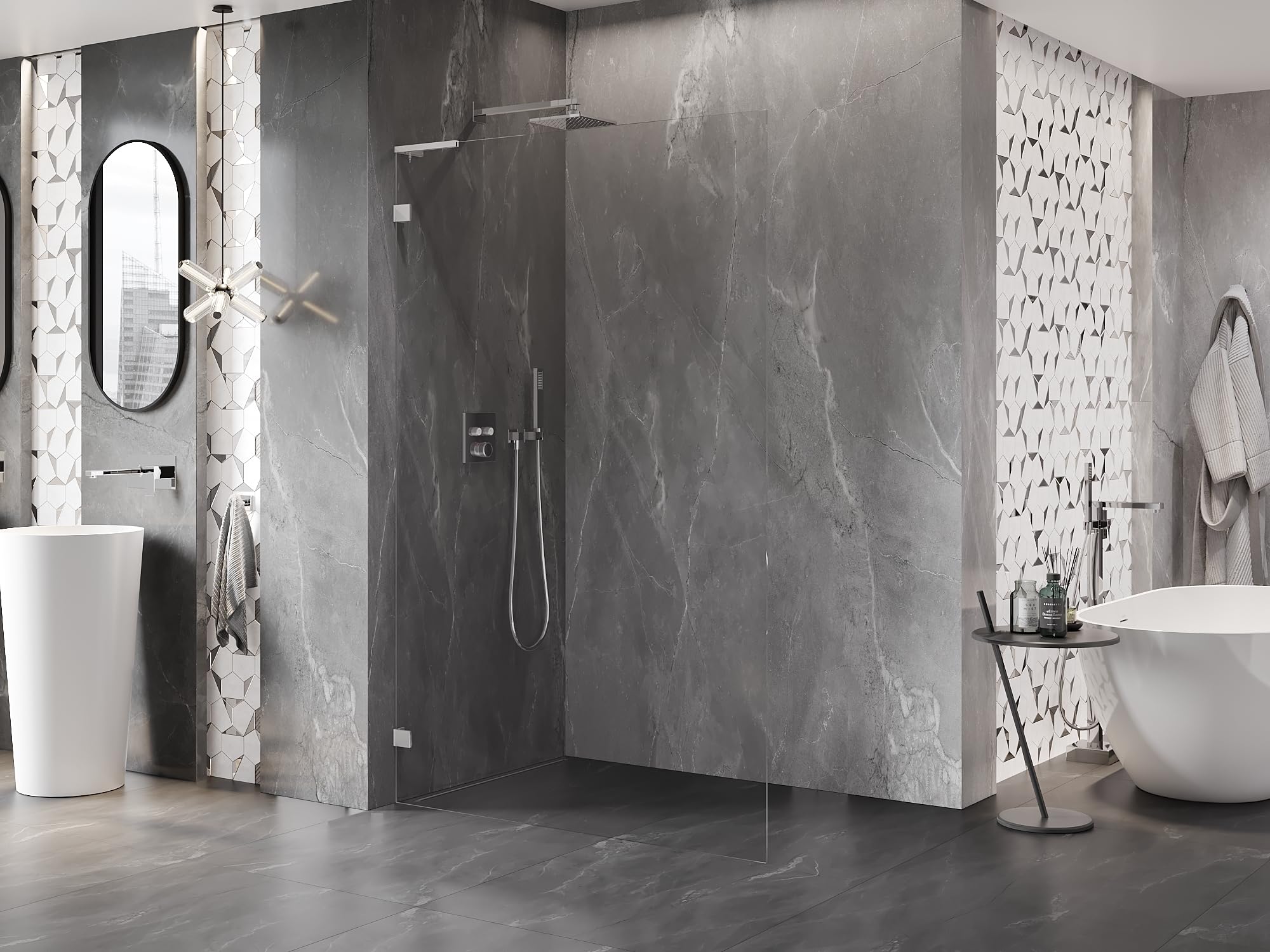 Mexen Lunar L - Parete doccia Walk-in sinistra, 70 x 200 cm, trasparente, 8 mm, cromato