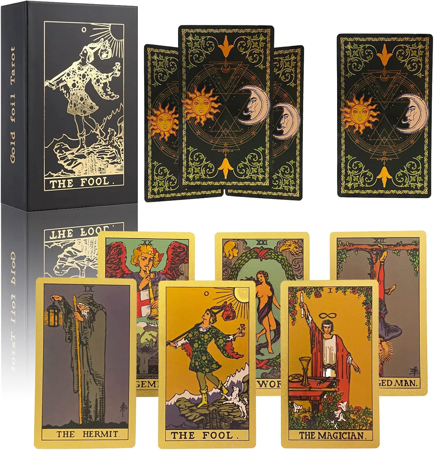 Buy IXIGER Tarot Cards Deck,Gold Foil Sun and Moon Tarot Cards,Tarot Cards  with Guidebook & Box,78 CardsSet Original Classic Tarot Cards,Divination Tarot  Cards,Tarot Cards for Beginners & Expert Readers Online at Lowest