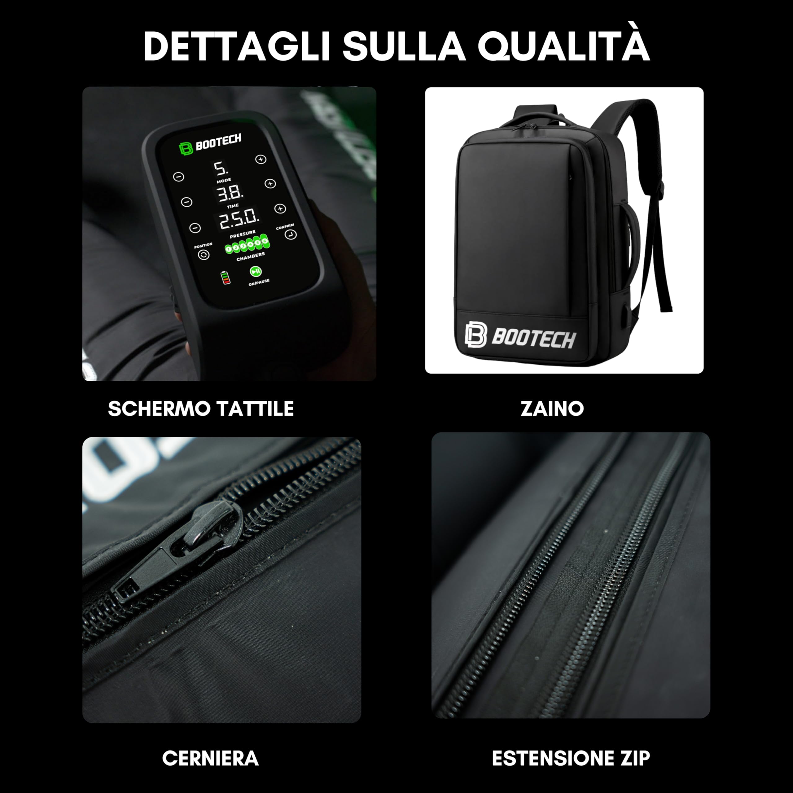 BOOTECH Pantaloni da pressoterapia per casa, ricaricabili, massaggiatore per gambe stanchi con 6 telecamere, migliora la circolazione, recupero muscolare di drenaggio linfatico cellulit