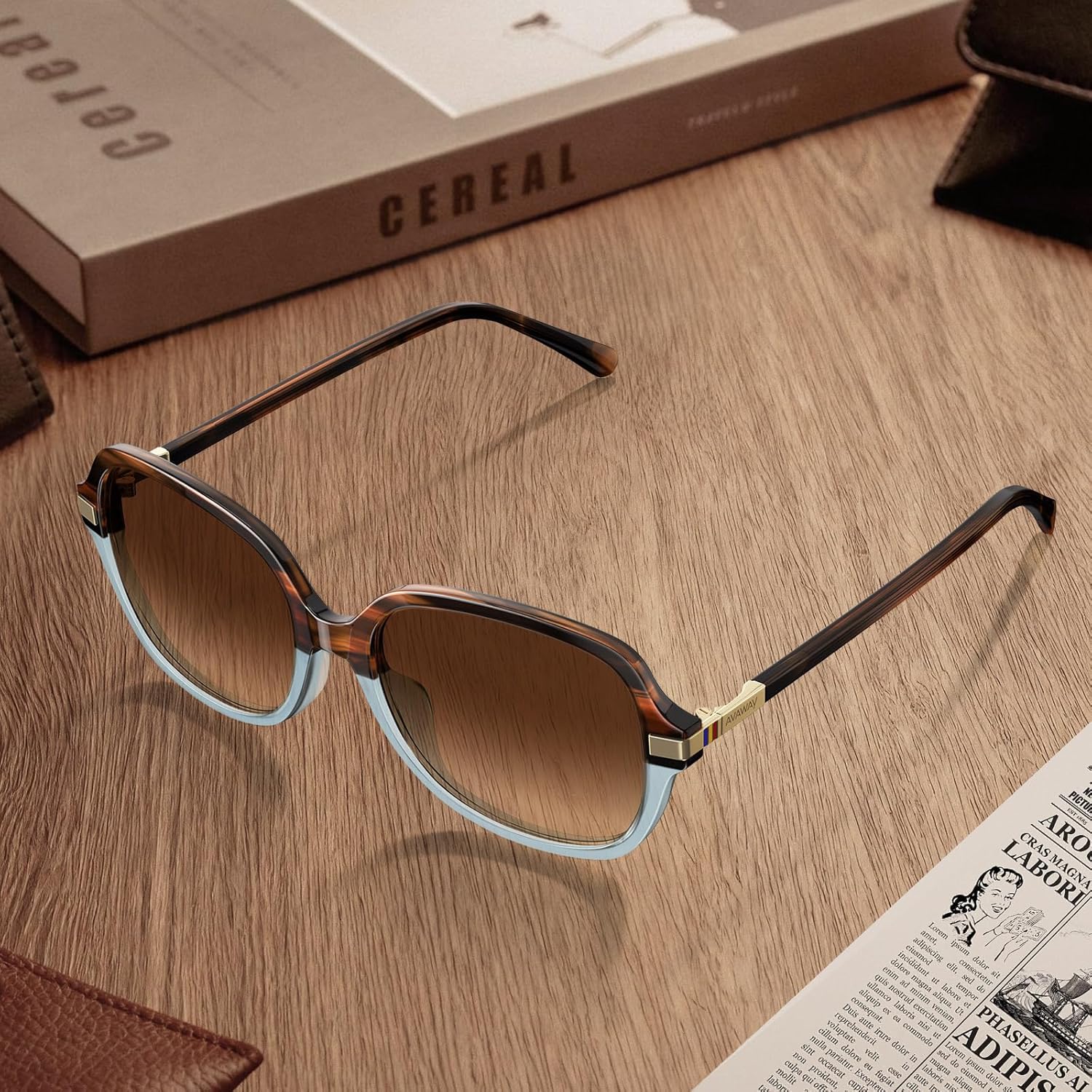 AVAWAY Polarized Sunglasses for Womens Square Oversized UV Protection Acetate Frame Retro Trendy Sun Shades - Image 7