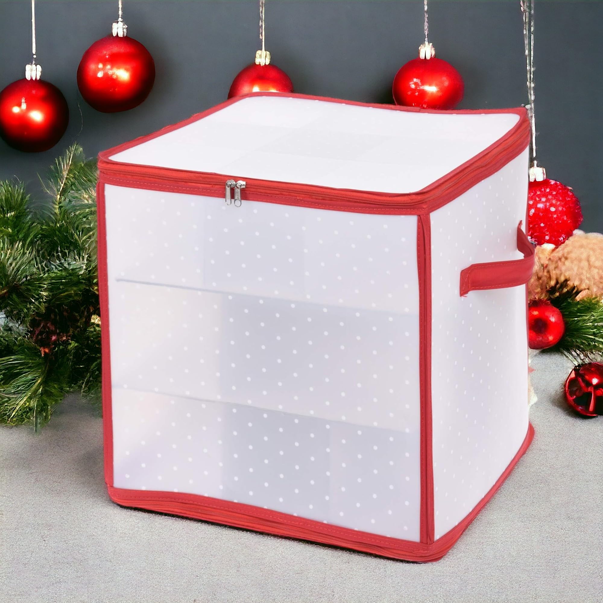MIJOMA 70-TLG Weihnachtskugeln Set Mit Aufbewahrungsbox - 3 Größen & 3 Finishes Bruchsicher Rot