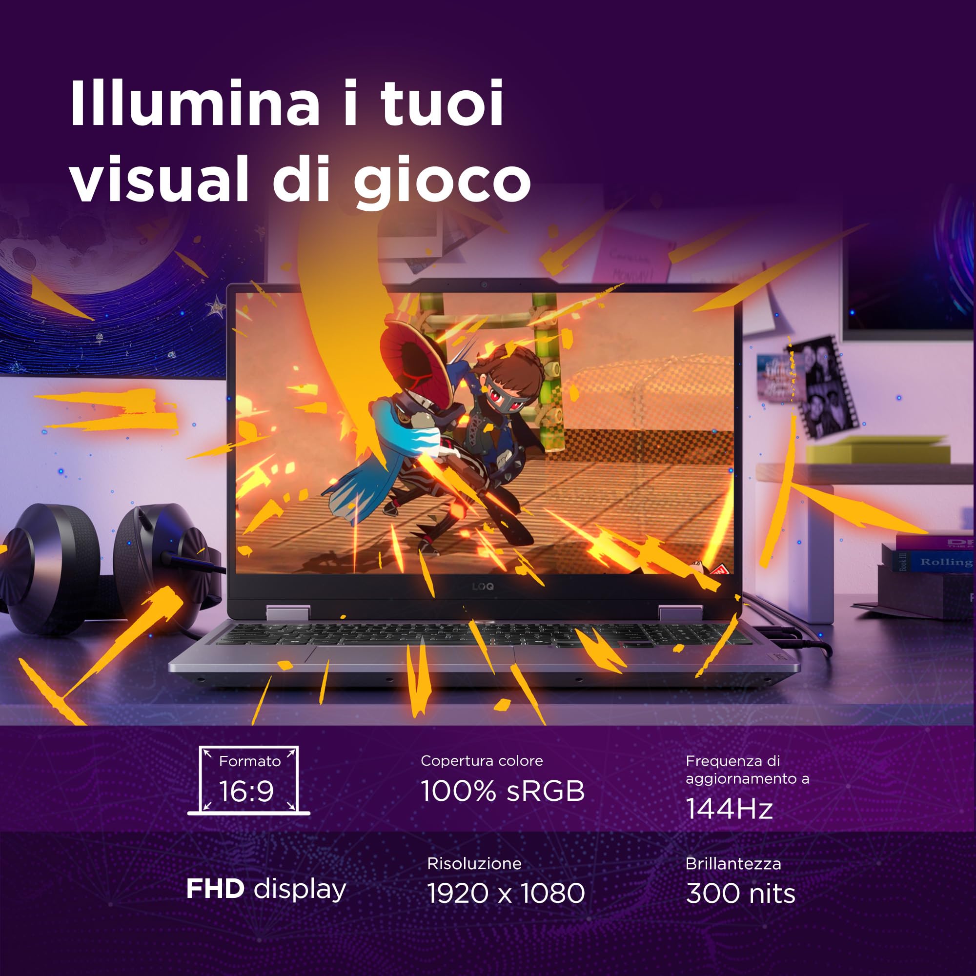Lenovo LOQ 15" 144Hz Notebook Gaming, NVIDIA GeForce RTX 5070 8GB GDDR7, Intel Core i7-13650HX, RAM 32GB DDR5, 1TB SSD M.2 2242 PCIe 4.0, FHD, Windows 11, Tastiera retroilluminata
