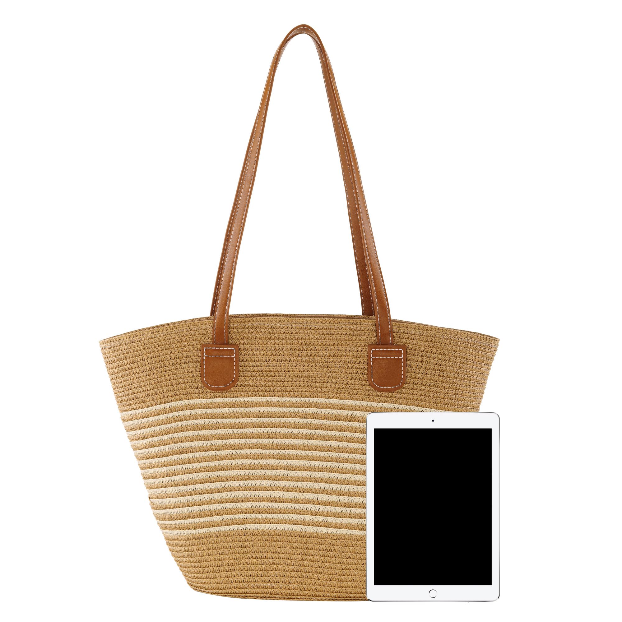 CHIC DIARY Straw bag Woven Tote Bag for Women Beach Purse Summer Shoulder Bag With Zipper Bohemian Crossbody Bag For Vacation