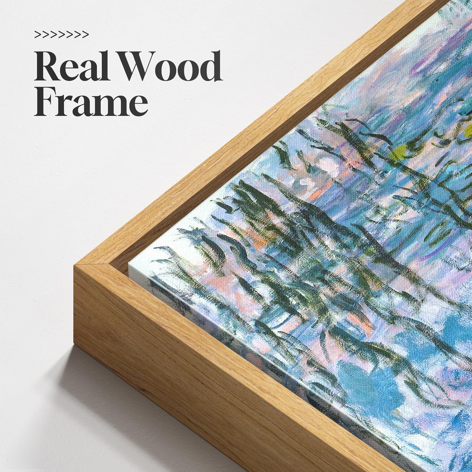 Framed Claude Monet Canvas Wall Art,Vintage Impressionist Water Lilies Picture Print, Classic Artwork Painting for Bathroom Bedroom Living Room Office Wall Decor, 12x16 Inch