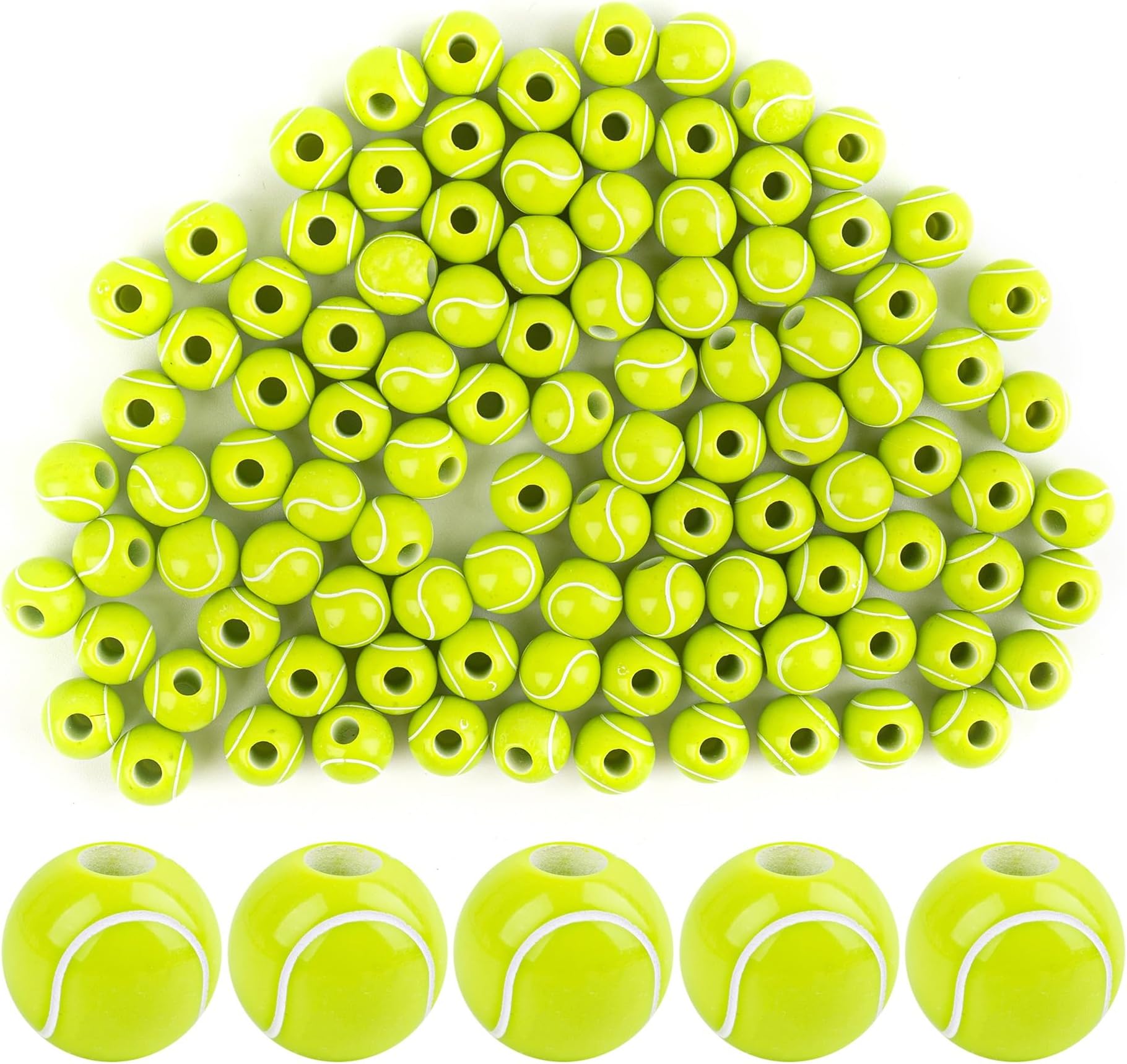 PATIKIL 60 Pcs 12mm Sports Ball Beads - Opaque Acrylic Football Beads For DIY Jewelry (Black Colorful)