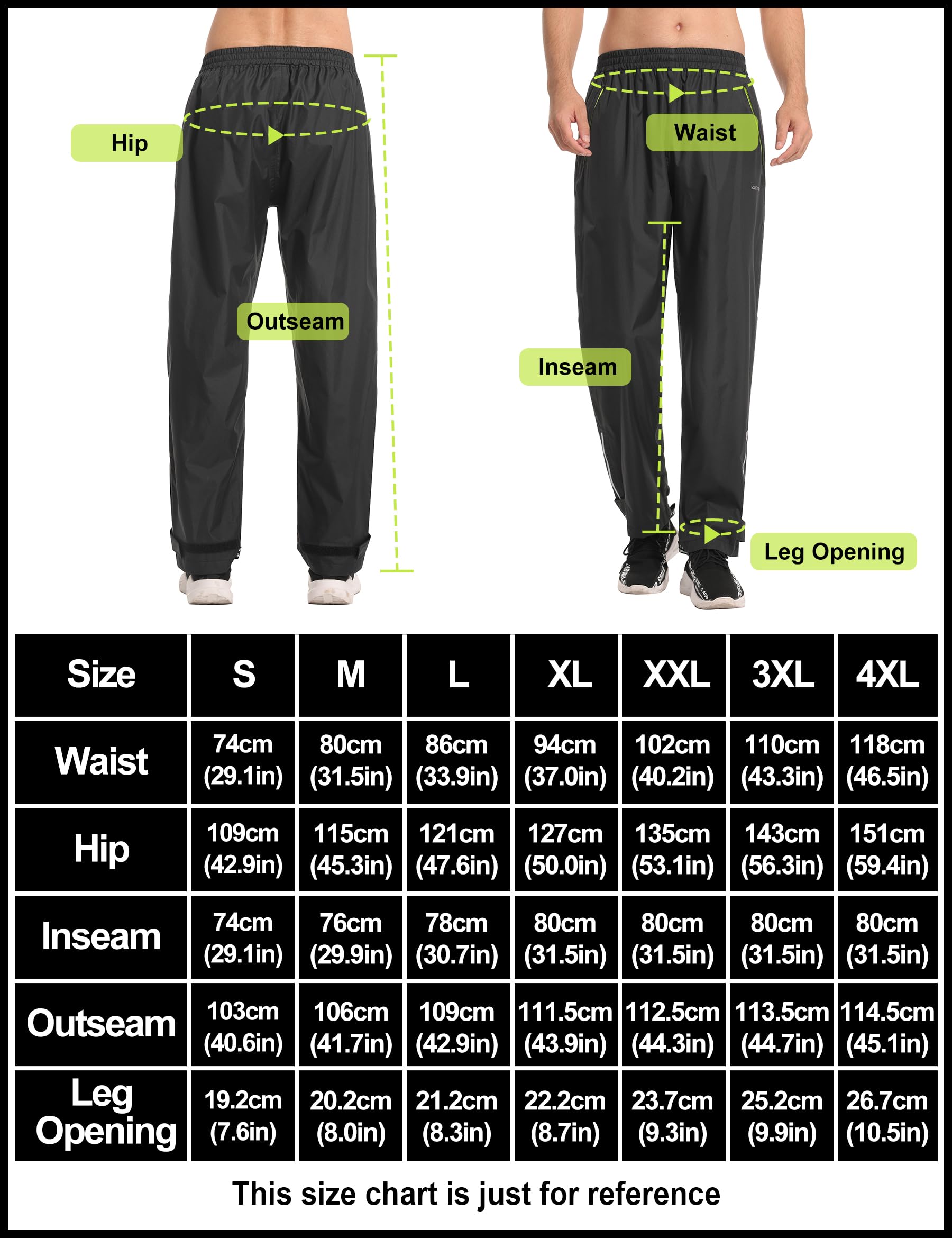 KUTOOK RP500 Pantalon de pluie imperméable et respirant pour homme, pour moto, randonnée, pêche