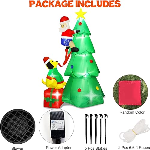Miniatura 2 de SAND MINE Árbol inflable de Navidad de 9 pies, inflables de Navidad, decoración de patio, árbol de Navidad inflable con caja de regalo para