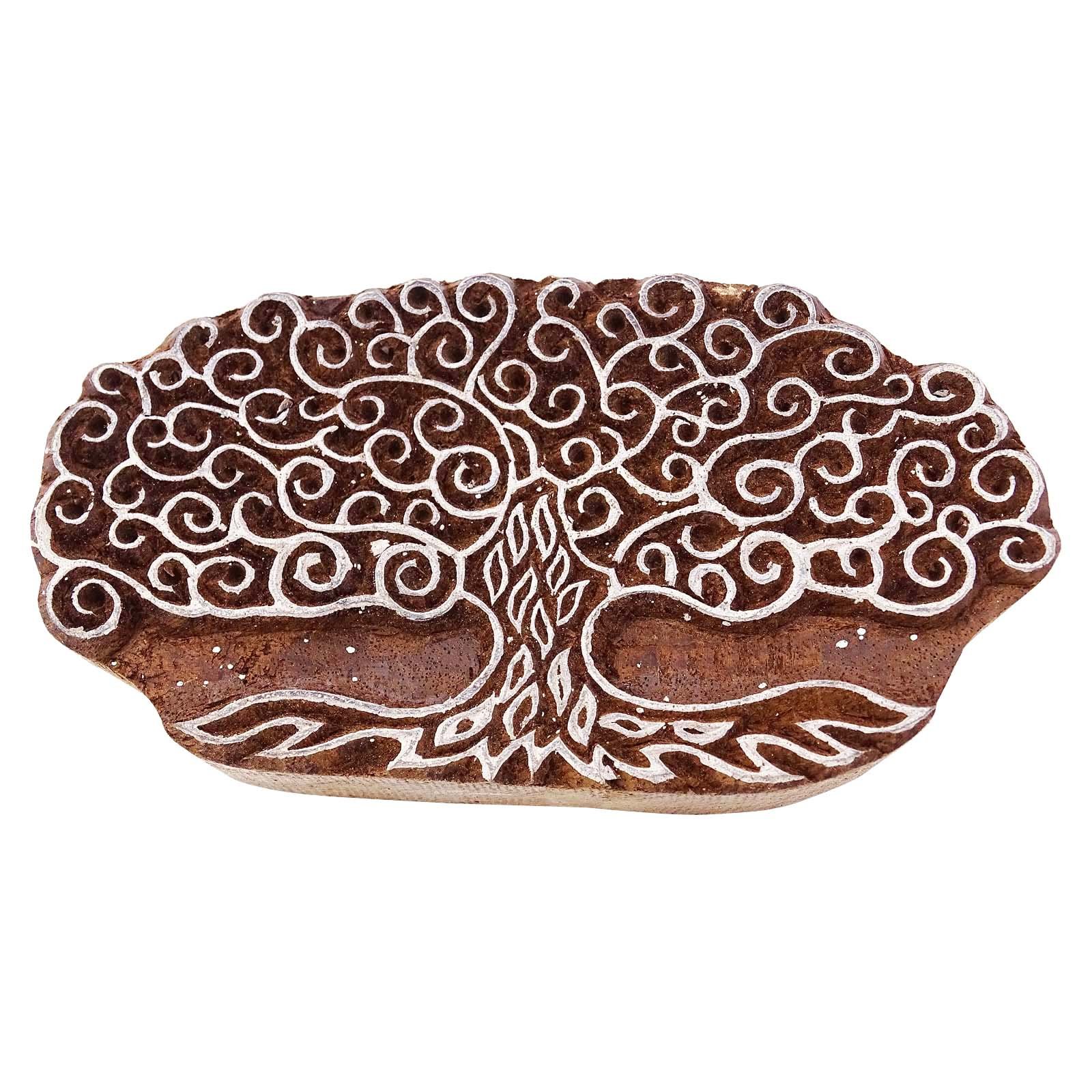 Knitwit Tree Indian Wood Block Art Stamps Handcarved Printing Block Textile Stamp