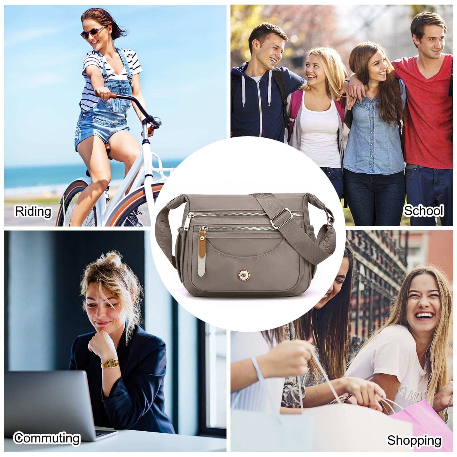 FANDARE Torby crossbody dla kobiet, ultralekka torba na ramię, damska torebka z regulowanym szerokim paskiem, torby boho, na trening, w podróż, na zakupy, torba listonoszka, do codziennego użytku