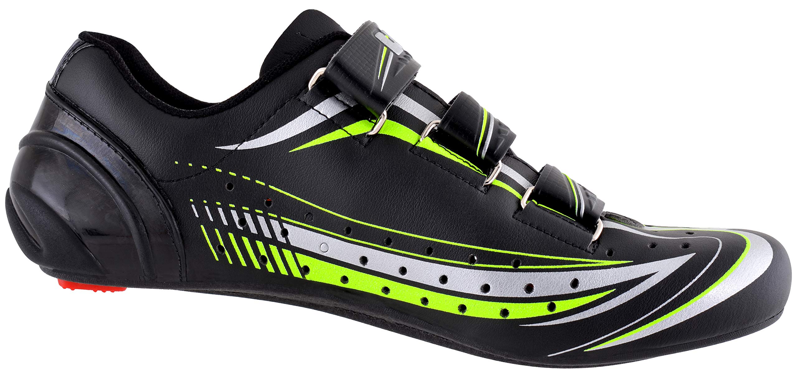 LUCK Zapatilla de Ciclismo Mega, para Carretera, con Suela de Carbono y Triple Tira de Velcro.