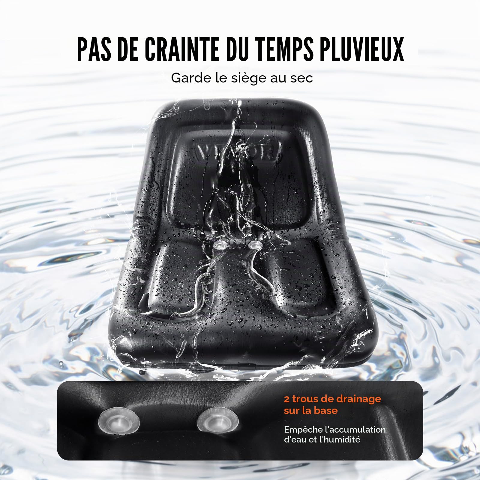 VEVOR Siège de Chariot Élévateur à Fourche Universel Siège de Tracteur avec Micro-interrupteur Trous de Drainage Fente Étendue 160-340 mm Siège Confortable pour Chargeur Excavateur Tondeuse à Gazon