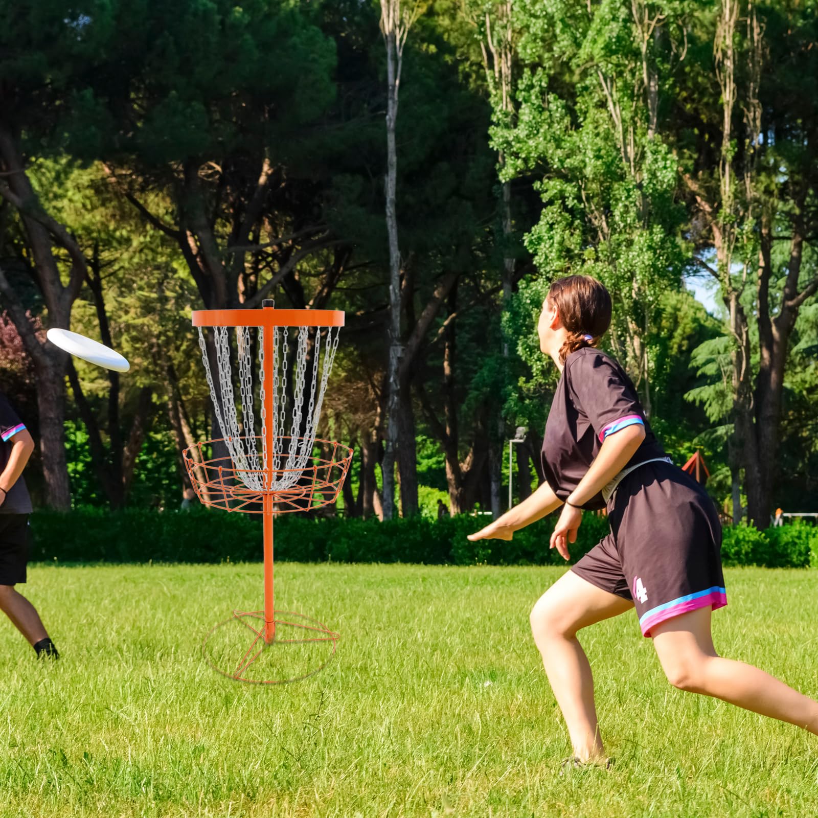 Panier de golf portable Disc Golf avec 24 chaînes, panier de rangement pour jardin, parc, camping