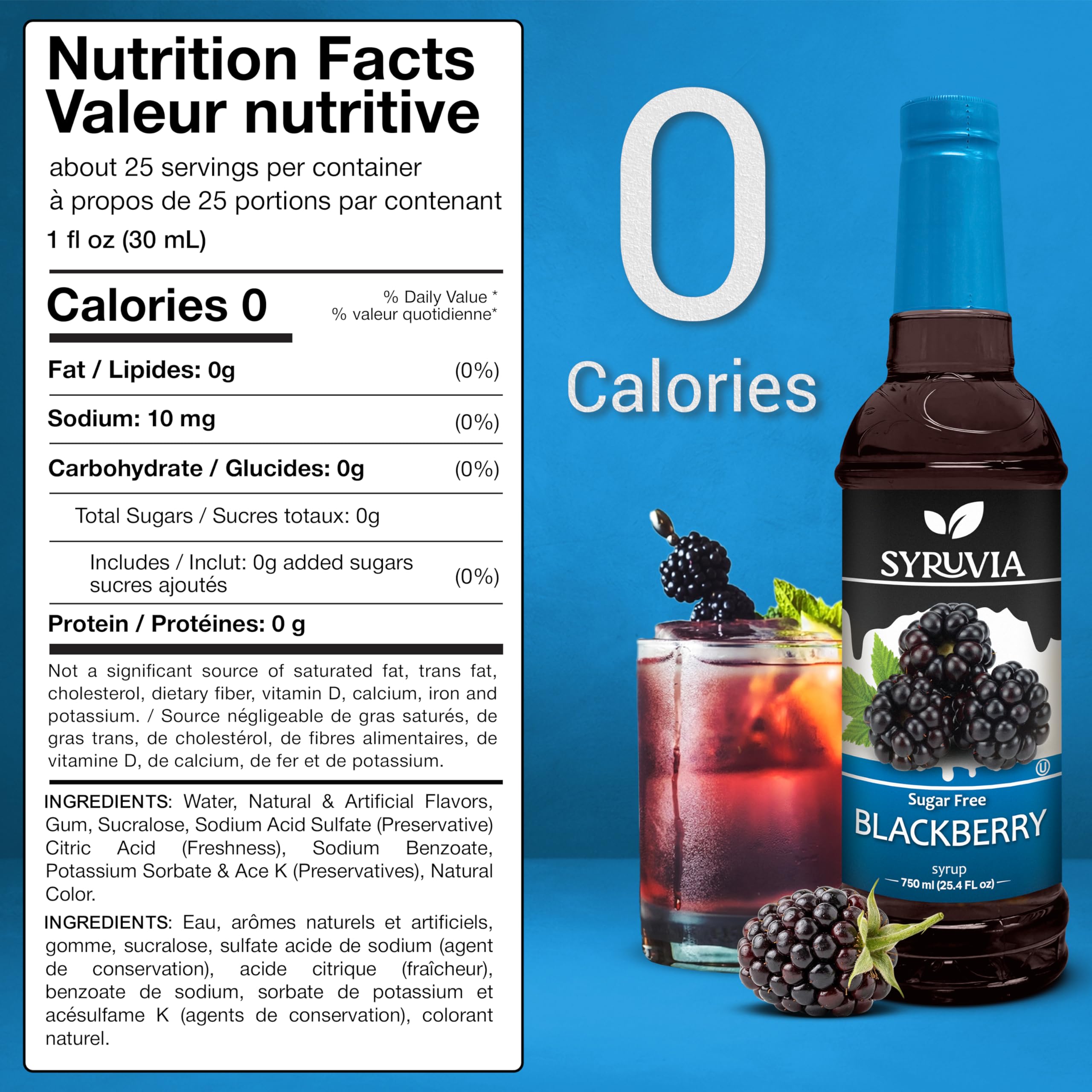 Amazon.com: Syruvia Sugar-Free Blackberry Syrup, Flavored Syrup