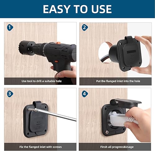 Miniatura 5 de SVNR Entrada con brida de 15 amperios de 125 V, enchufe de entrada de alimentación de tierra NEMA 5-15P con cable de extensión integrado de 18