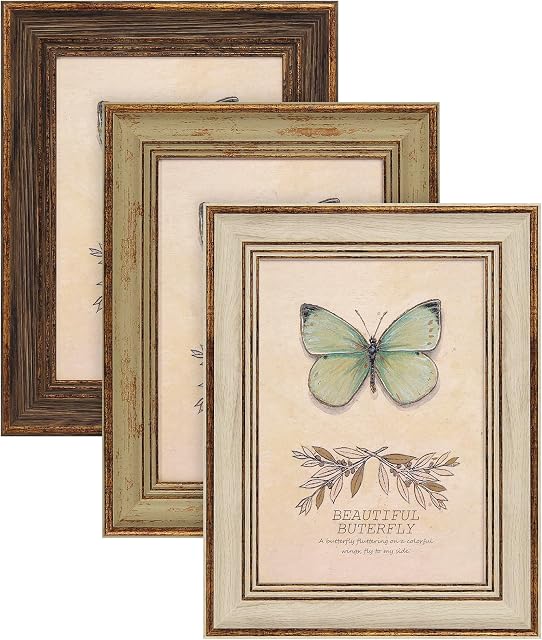 XUANLUO paquet de 3 5x7 Ensembles de cadres d'images rustiques de ferme de pouce HD couvercle en plastique pour support mural ou écran de table (multicolore, 5x7-3pcs)