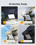 SUPERDANNY Solar Outside Lights with Motion Sensor, 113 Bright LEDs 7000K, Outdoor Flood Lights Dusk to Dawn with 16ft Cable IP65 Waterproof, Security Light for Front Porch, Garage, Side Yard-2 Pack