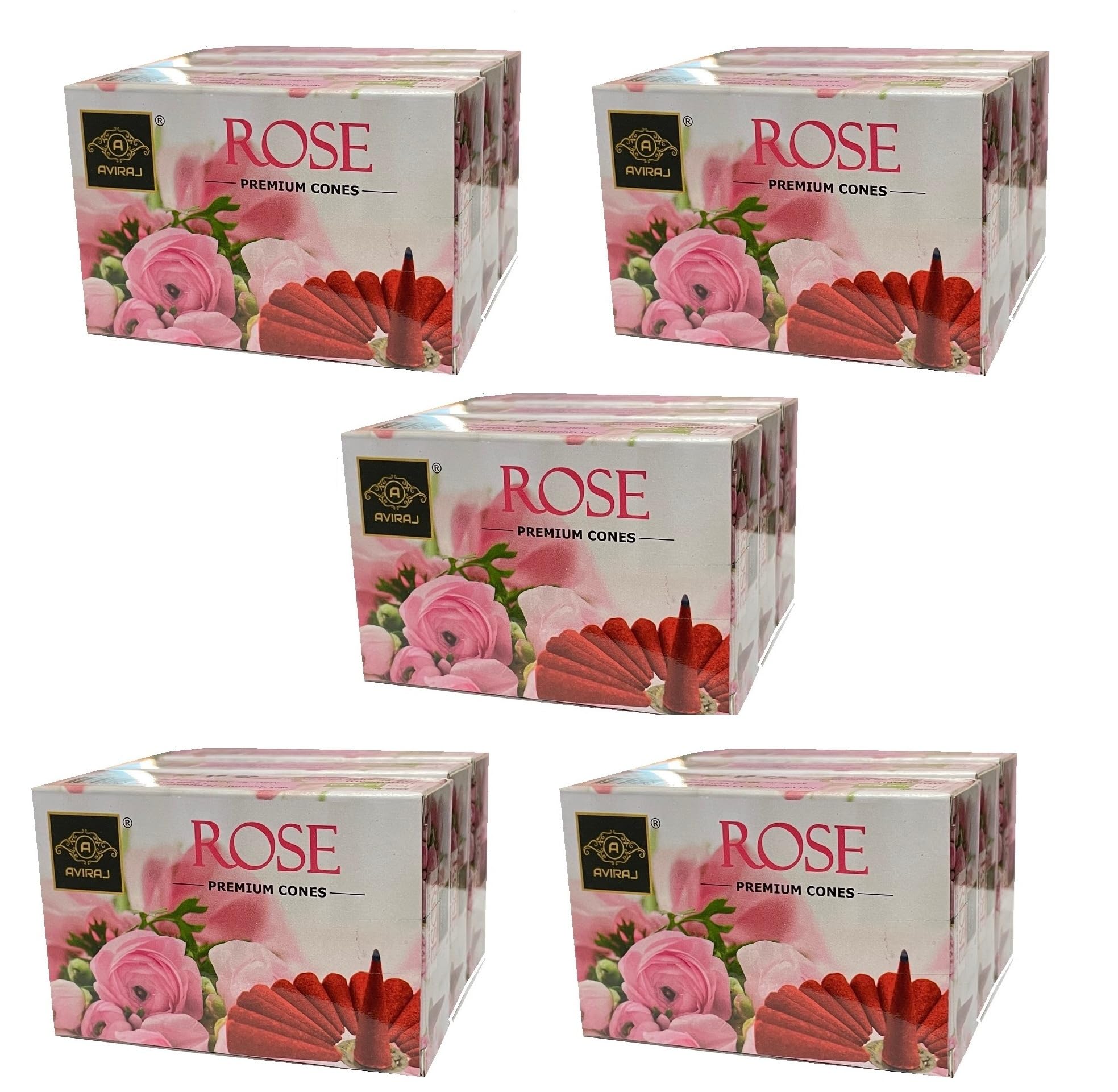 Rose Dhoop Cones for Pooja Combo Pack - 15 Boxes Pack of Incense Cone Dhoop (Gulab) Fragrance Big Size Cones Dhup Puja Natural Ingredients Charcoal Free