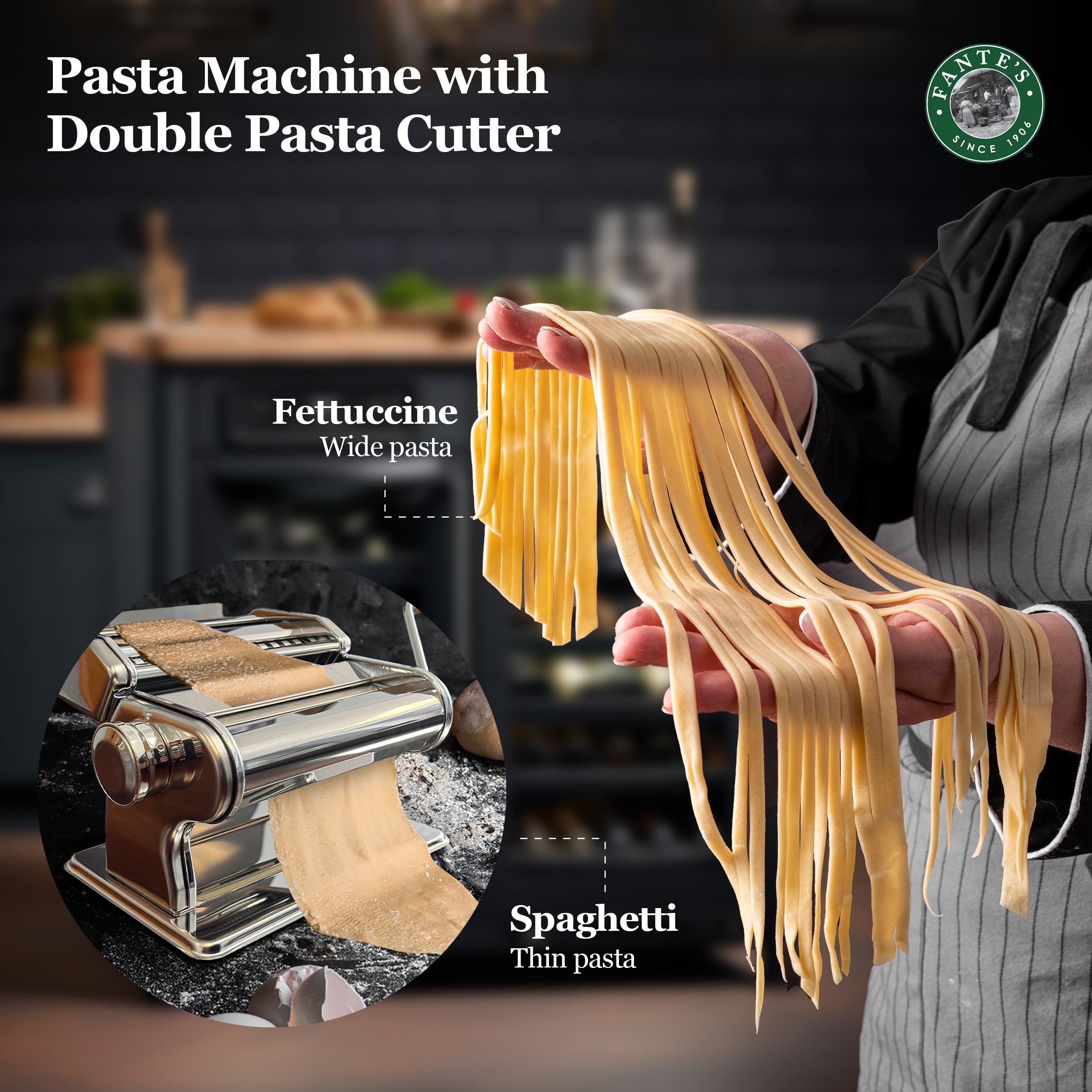 Amazon.com: Fante's Wide Pasta Maker, Deluxe Hand-Crank