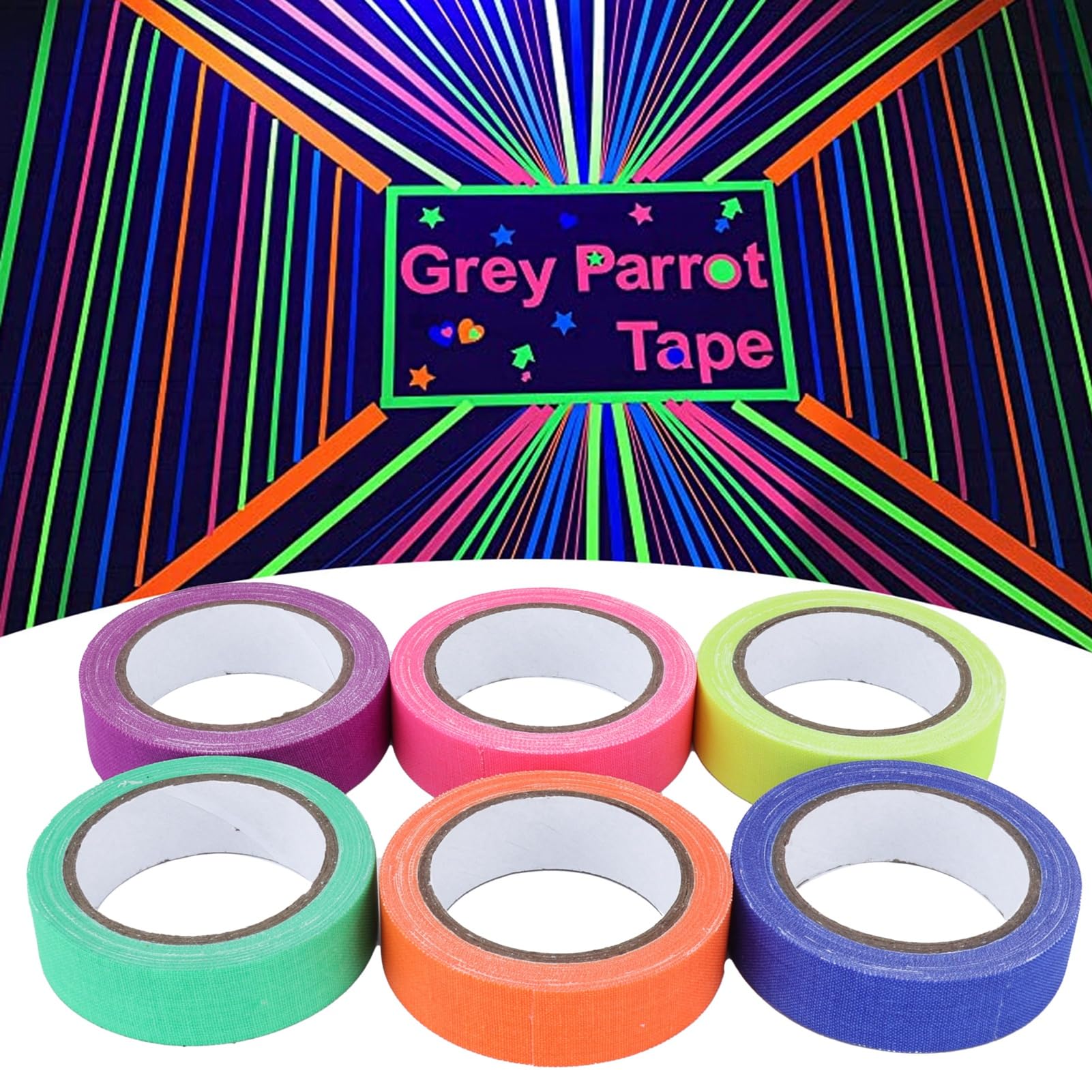 6 szt. Taśma Fluorescencyjna Taśma Samoprzylepna 6 Kolorów Neon Gaffer Cloth Taśma świecąca na Materiały na imprezę świecące