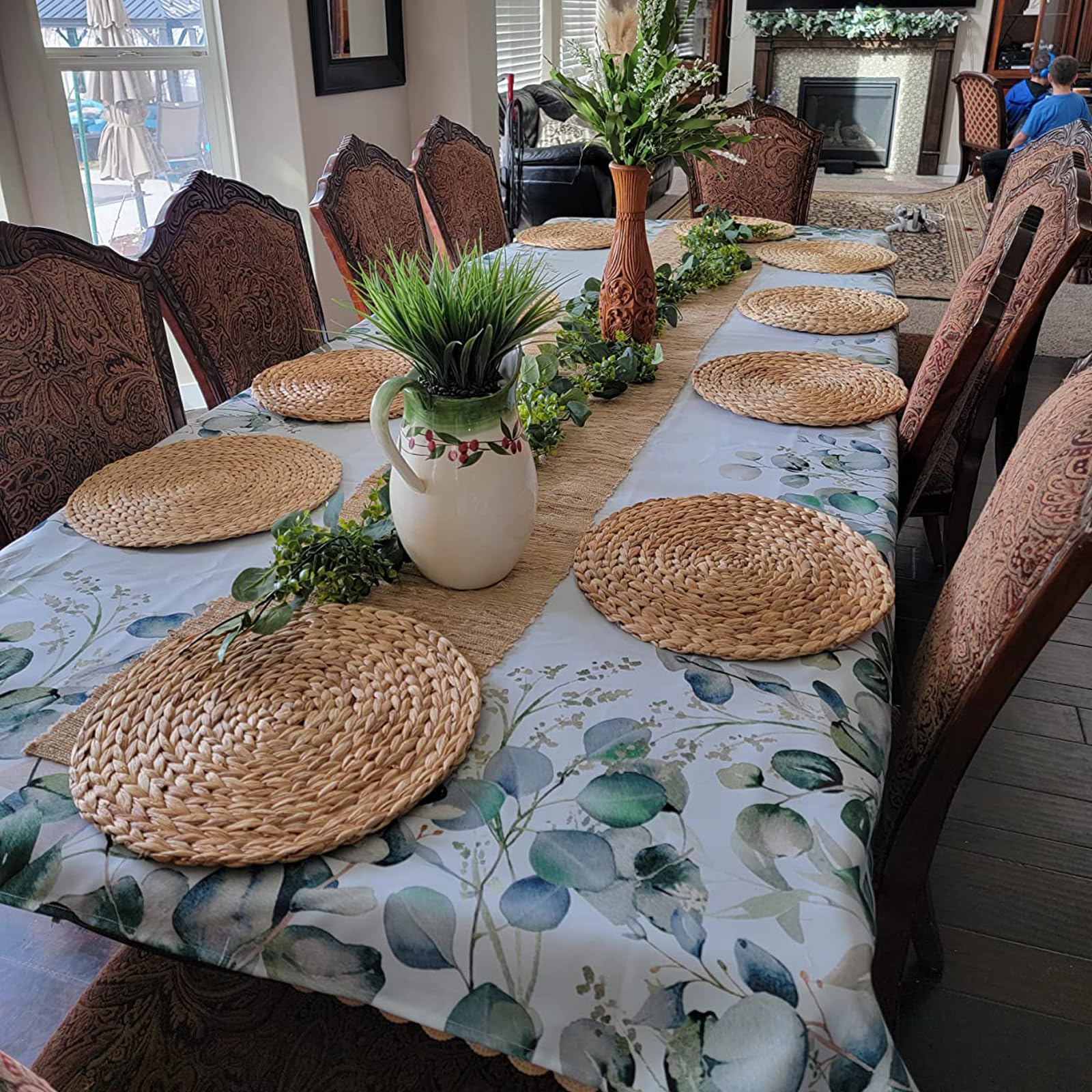 Lot de 8 Sets de Table Ronds tissés en Jacinthe d'eau Naturelle résistante à la Chaleur 30 cm