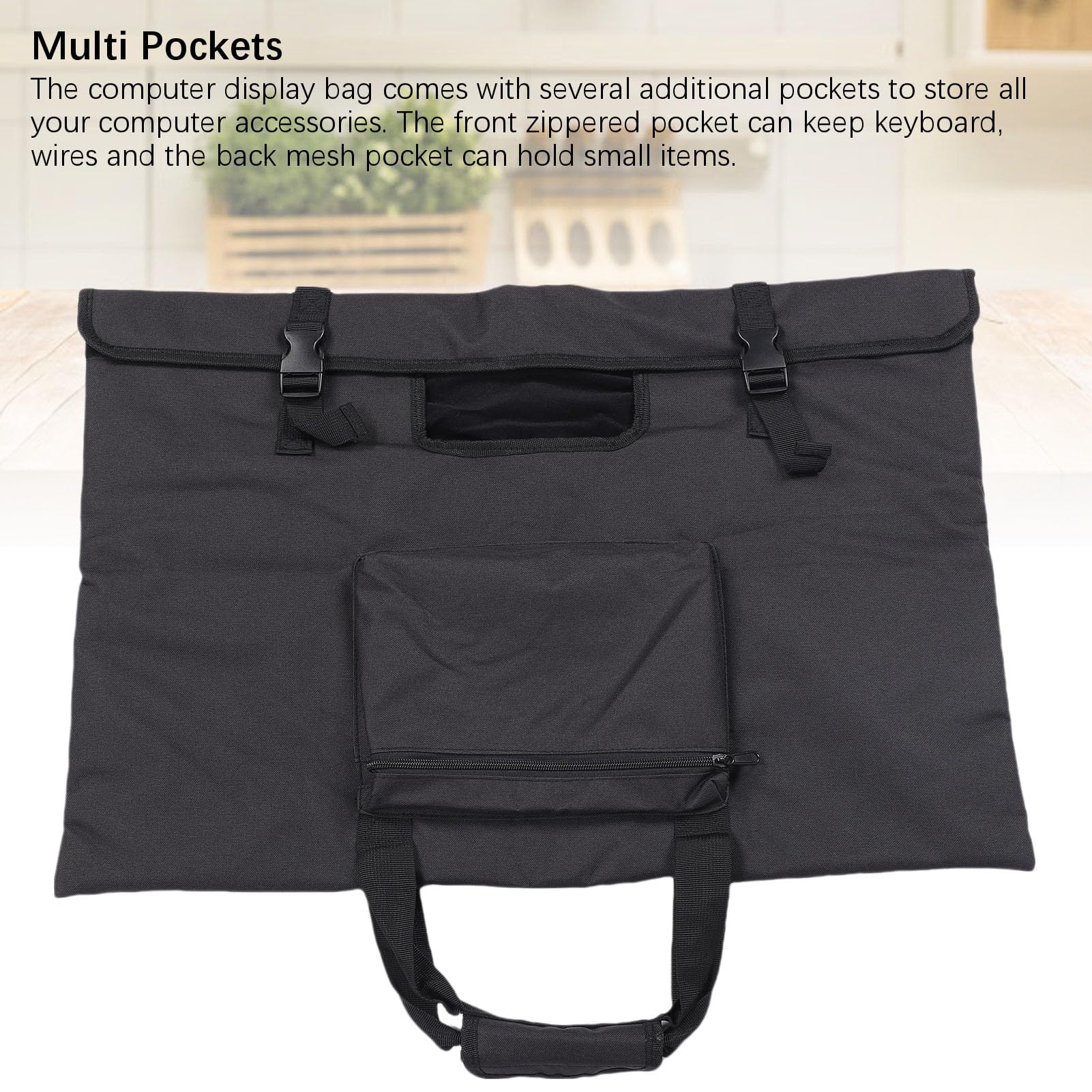 Vikye Estuche de Viaje Acolchado para Monitor de 27 Pulgadas, Bolsa Protectora de Transporte para Pantalla de Computadora con Bolsillos para Accesorios para Teclado y Cables
