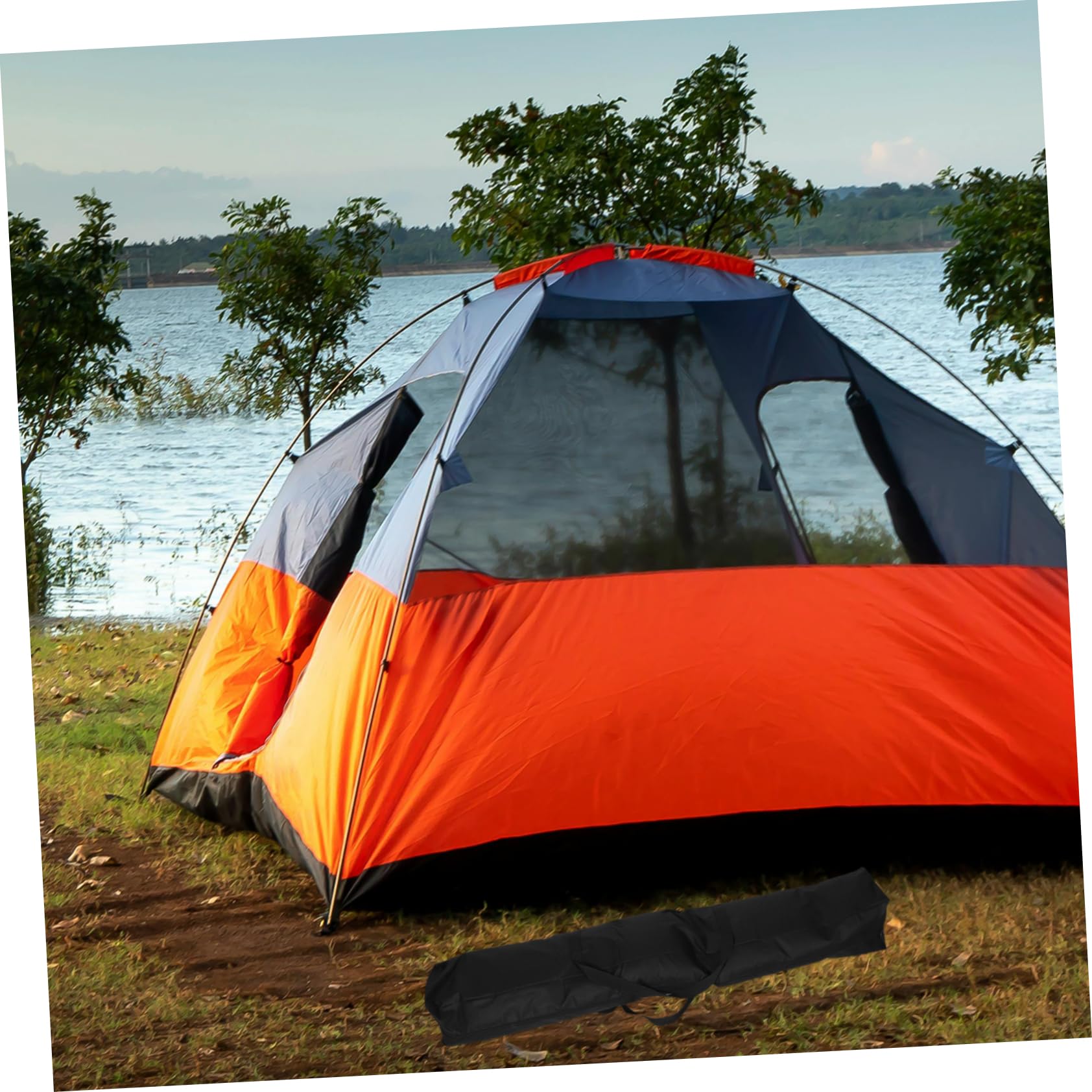 Happyyami Borsa da Campeggio Leggeri Grande Capacità Nera Oxford e Pvc Accessori Camper Scomparti Multipli per Attività All'aperti