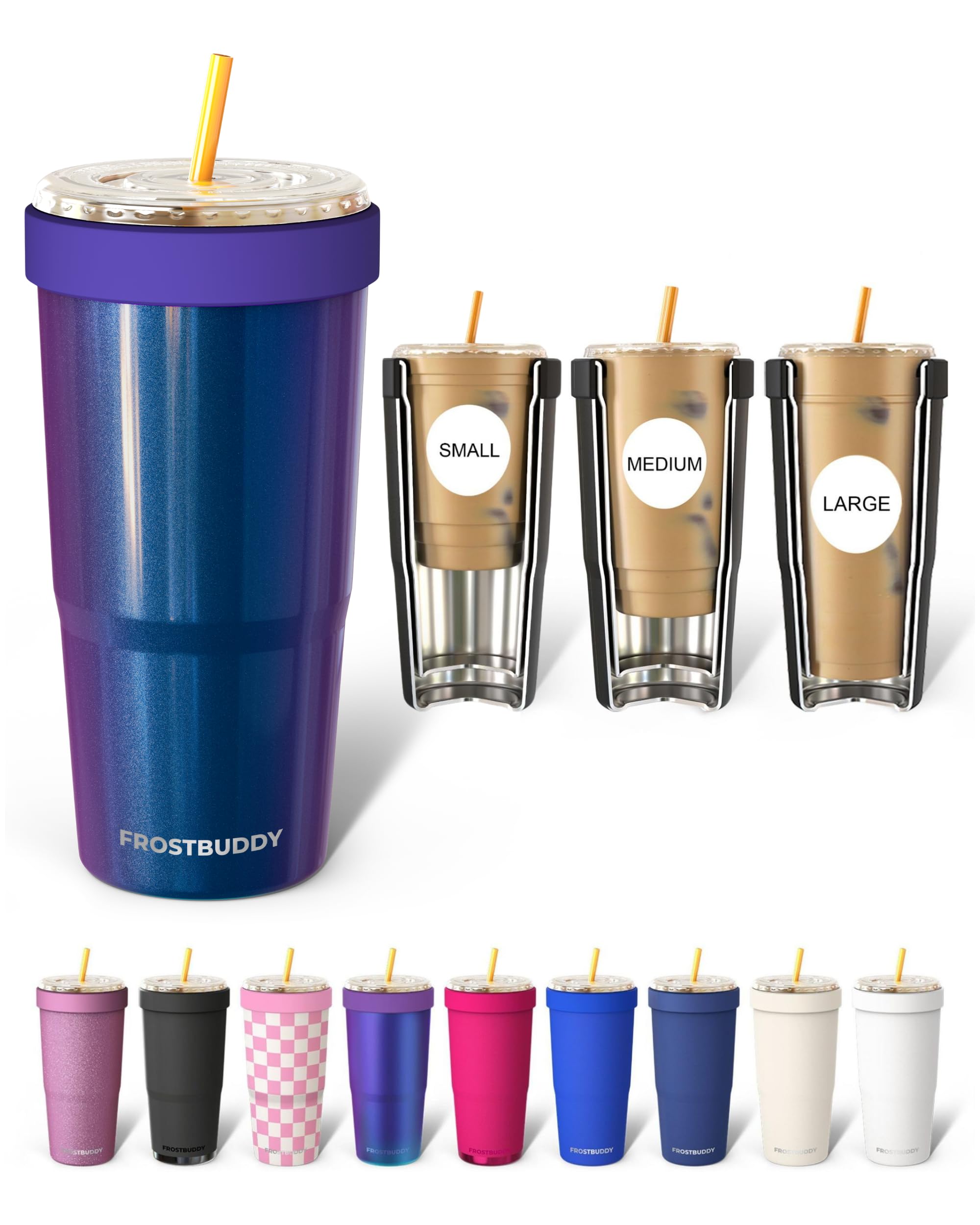 Frost Buddy Togo Buddy 30 oz Stainless Steel Vacuum Insulated Tumbler To Go Coffee Cup – Iced Coffee Cups, Iced Coffee Sleeve, Travel Mug, Thermal Cup for Hot & Cold Drinks, Dunkin Cup(Nebula Glitter) — image 1