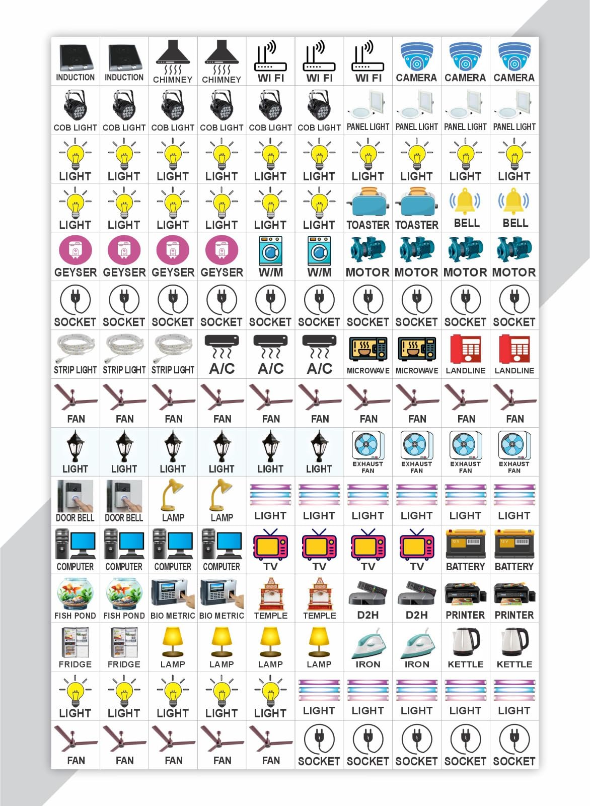 Raimo Hub 1.5 cm Switch Sticker Clear A5 Sheet for Electric Board | Self Adhesive Transparent Switch Labels | Waterproof PVC Stickers for Switch Boards, Buttons & Electrical Panels | Pack of 299-image-45