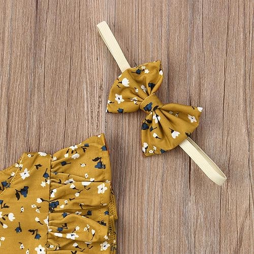 Miniatura 6 de VISGOGO Conjunto de ropa a juego para niñas y bebés, niñas y hermanas, con estampado floral y diadema