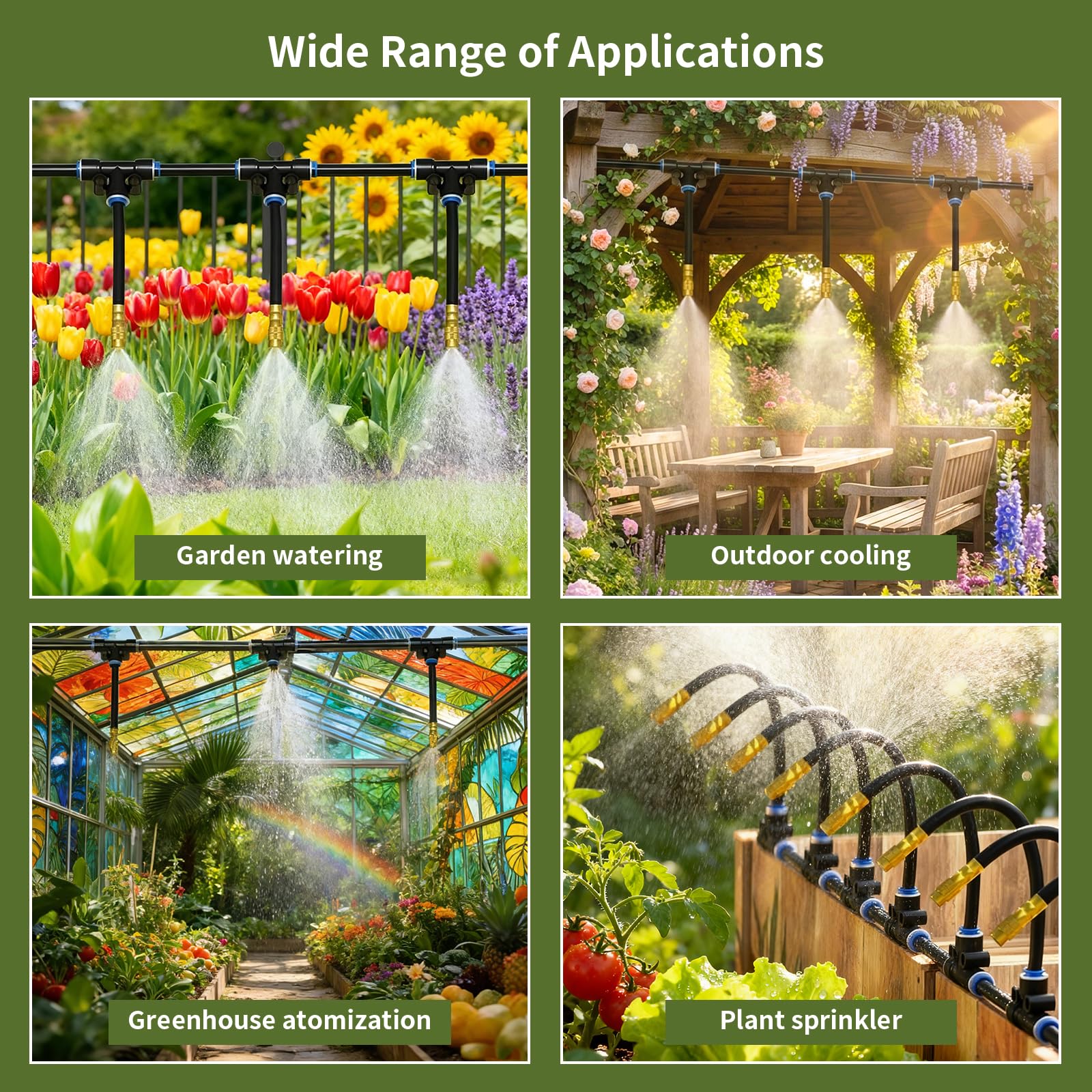 Système d'irrigation goutte à goutte de 30 m, système d'arrosage automatique de jardin avec 30 buses en cuivre, sans outils, brume fine pour jardin, terrasse, plantes en pot, système d'arrosage de