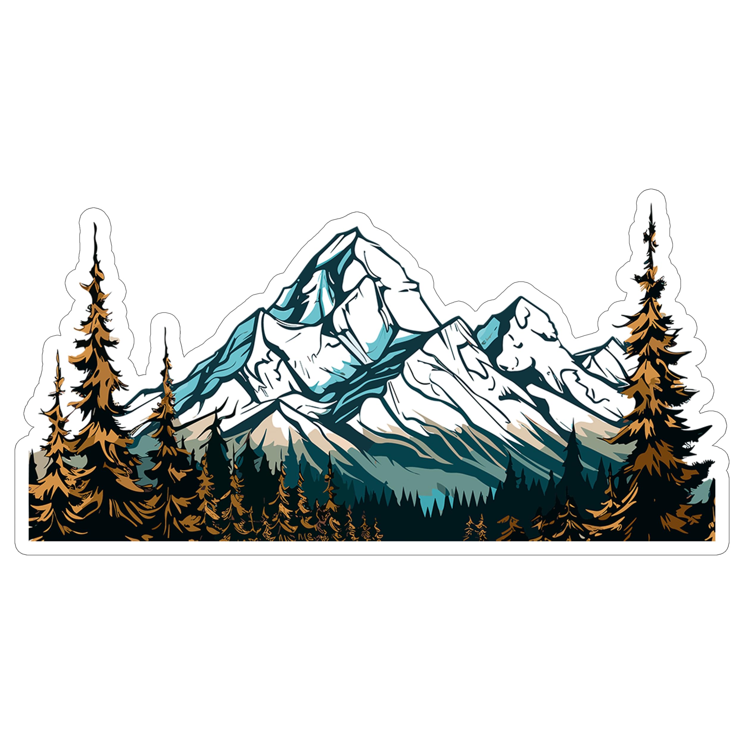 Mountain Range Sticker 4 Inch Hiking Outdoors Nature Adventure - Waterproof Vinyl Decal for Laptop Water Bottle Car Tumbler - Durable Funny Aesthetic