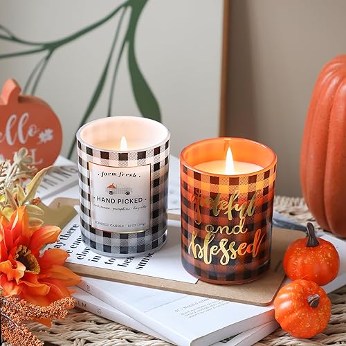 Miniatura 5 de Vela perfumada de calabaza, regalo de otoño y Halloween, 10 onzas, vela en tarro de cera de soja para camión, vela prémium para el hogar (camión)