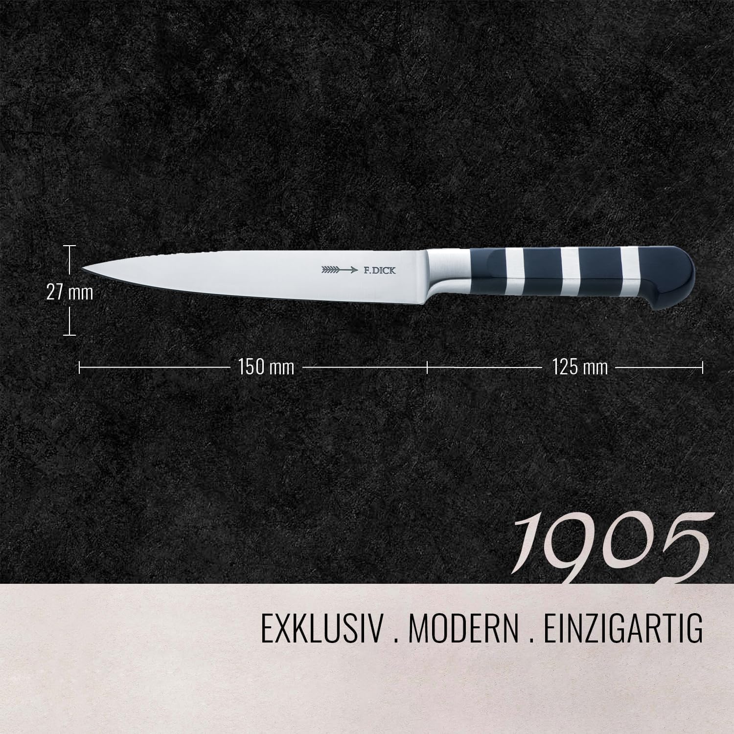 F. DICK Tranchiermesser 1905 15 cm - geschmiedet, rostfrei, Klinge extra scharf, 56 HRC, Filetiermesser hygienischer Designgriff temperaturbeständig - Spezialstahl Küchenmesser - 81956152