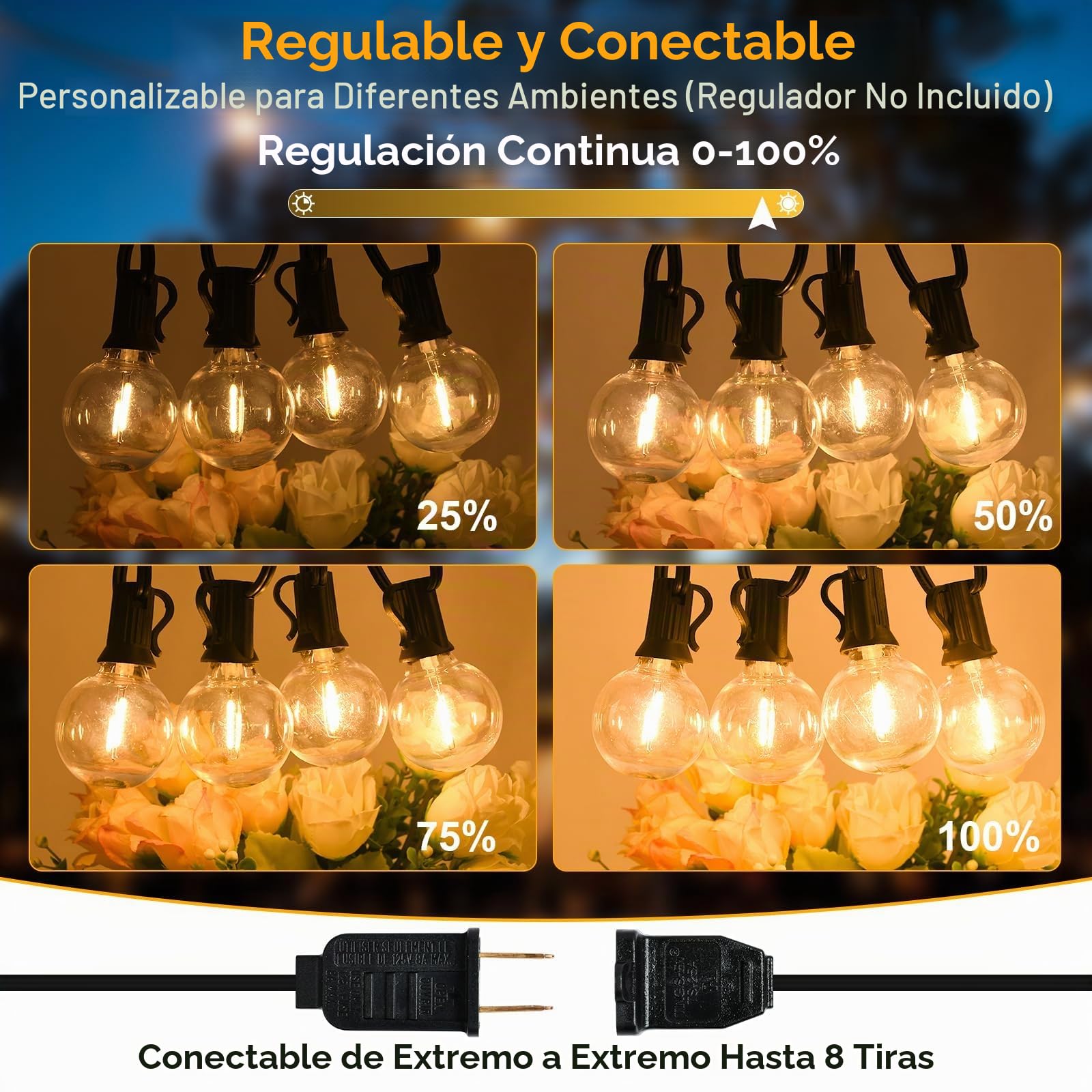 Amazon.com: Arbrac Guirnalda de luces para exteriores de 100 pies