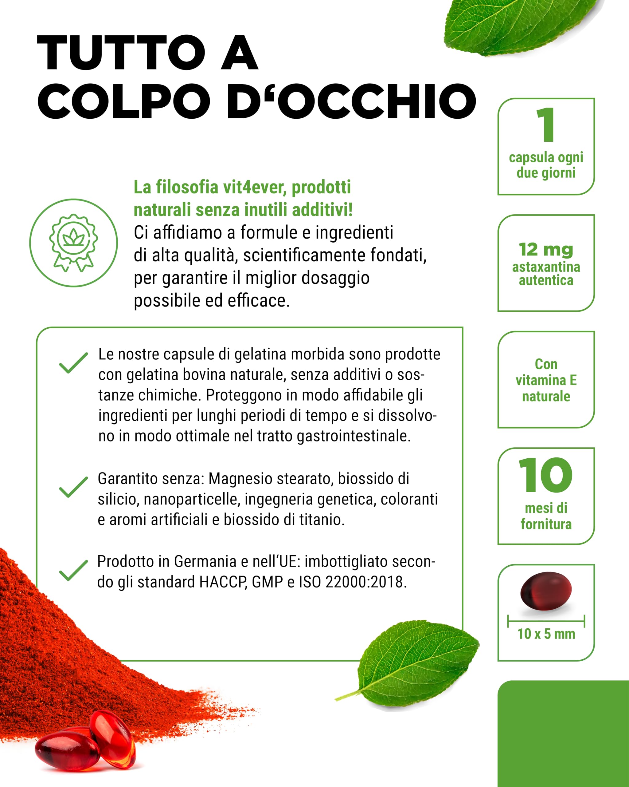 Astaxantina 12 mg - 150 capsule softgel (scorta 10 mesi) - Premium: vera astaxantina da microalga Haematococcus pluvialis pura - Ottimizzata con vitamina E e olio d’oliva