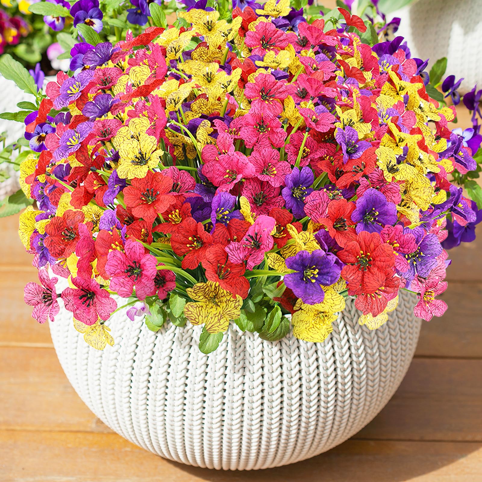 XIANNVXI 16 Bundles Outdoor Artificial Flowers Plants,UV Resistant,4 Colour