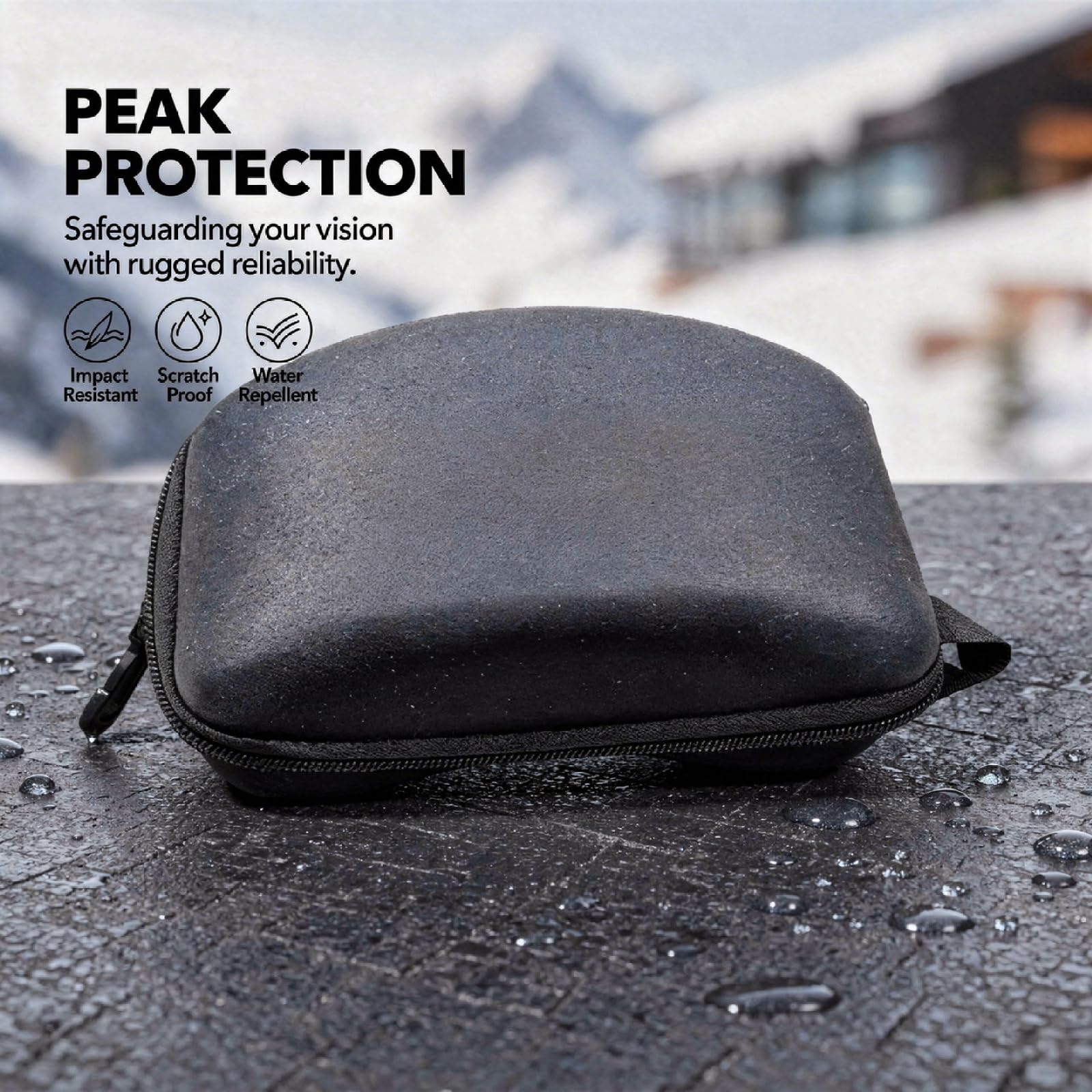Étui Rigide pour Masque de Ski, Coque EVA zippée pour Lunettes de Ski, intérieur Doux, Format Voyage avec Clip, Protection Contre Les Chocs et la Pression, Noir, 22,2 x 13 x 10,3 cm