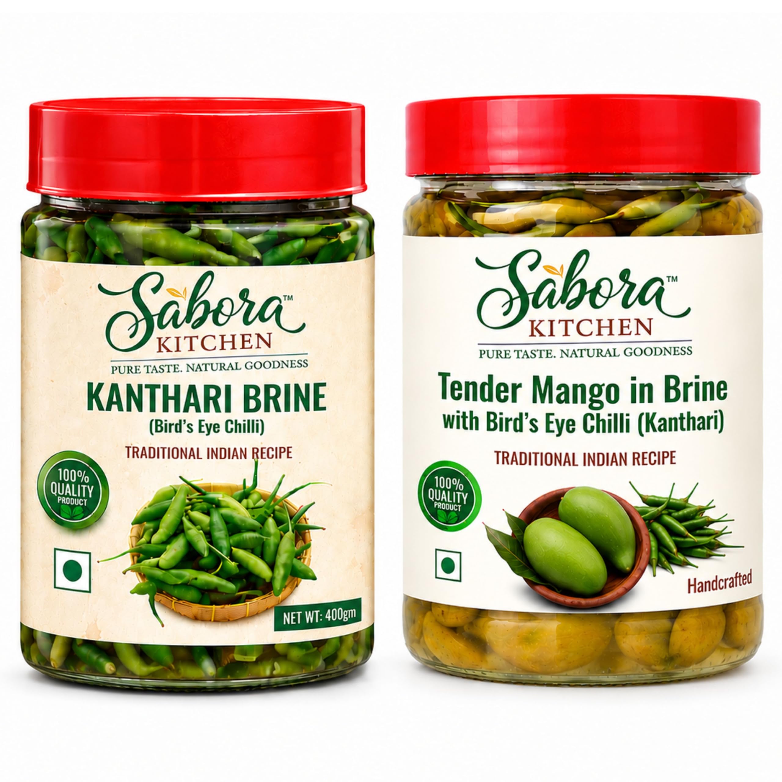 Sabora Kitchen Kanthari Brine & Tender Mango in Brine Combo Pack 400g + 400g | Bird's Eye Chilli & Uppu Manga/Avakaya Tender Manga/Uppinakayi/Maavadu/Salted aam | Oil-Free, Masala-Free |-image-21