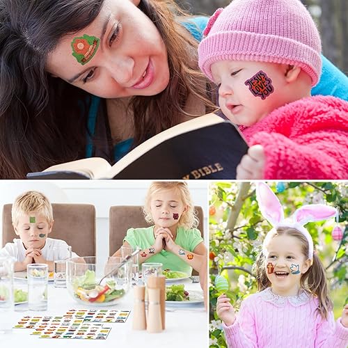 Miniatura 6 de Landhoow 240 tatuajes temporales para niños, tatuajes faciales con purpurina para el cuerpo, accesorio de disfraz para adultos, niños y niñas,