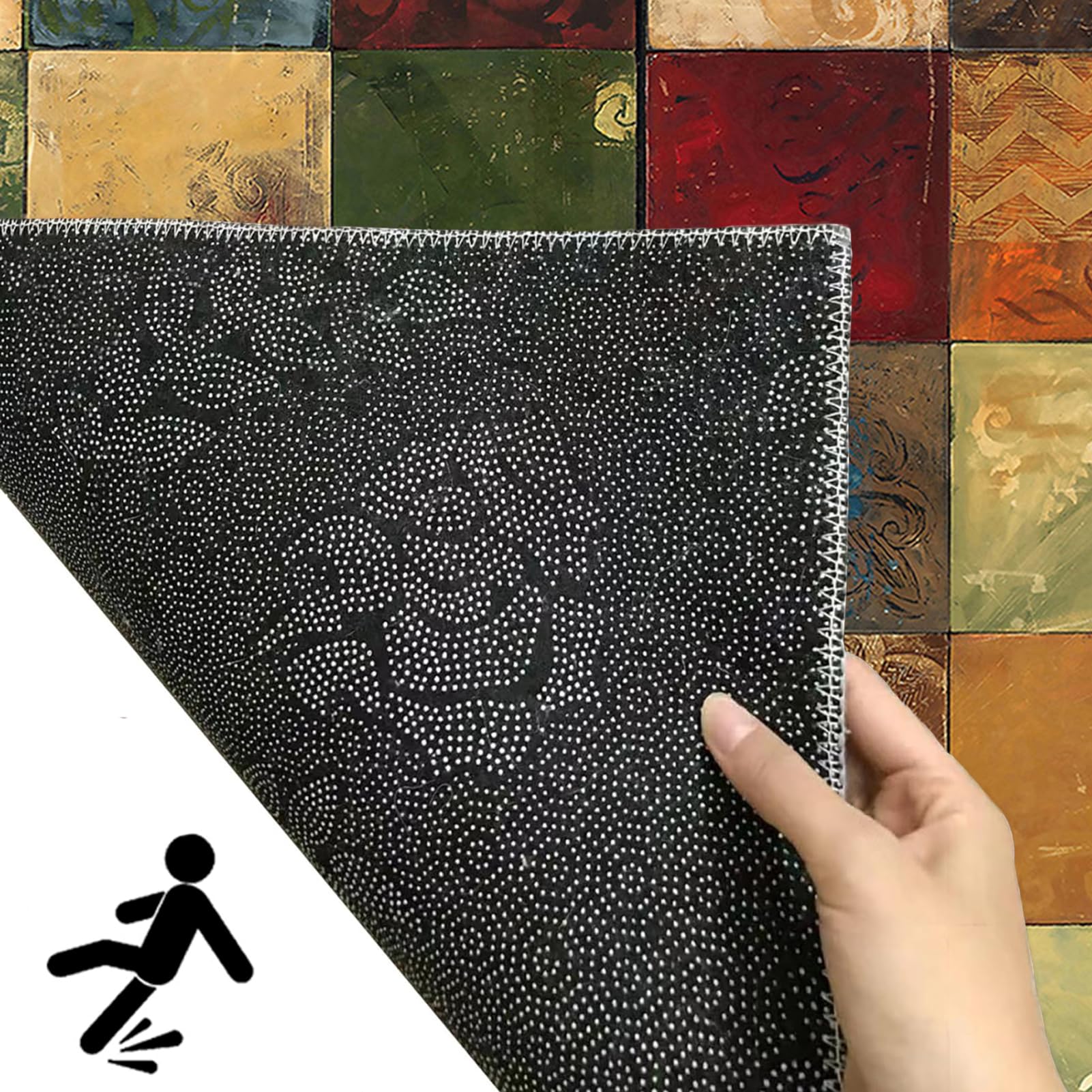 Küchenteppich Waschbar rutschfest Teppich Läufer Langer Flur Küchen Läufer 60 x 250 cm Flurteppich rutschfest mit Gummi Teppiche für Küchen Flur Eingang Schlafzimmer Waschküche
