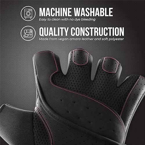 Miniatura 10 de Contraband Pink Label 5737 - Guantes acolchados para levantamiento de pesas con acolchado GripLock (par) - Guantes de entrenamiento sin dedos